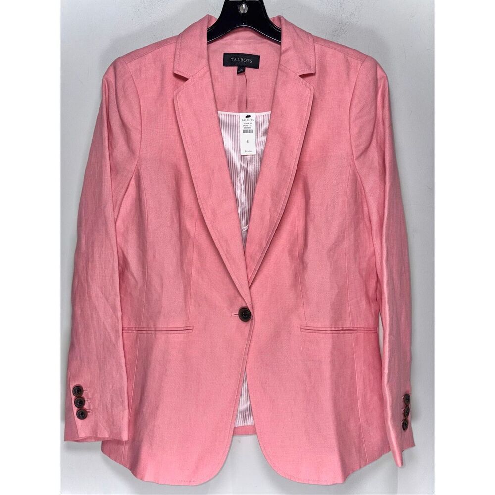 Talbots classic linen single button blazer size 8